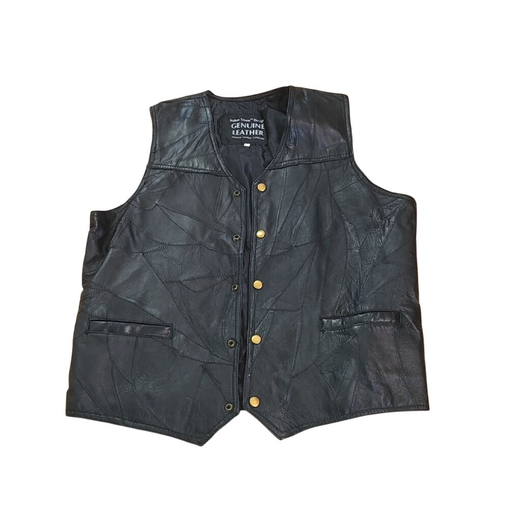 Italian Stone Design genuine leather patchwork vest --size Large